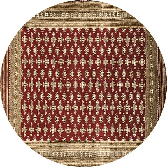Ahgly Company Indoor Round Oriental Brown Industrial Area Rugs, 4' Round