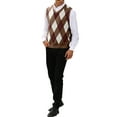 thumbnail image 4 of Langwyqu Argyle Pattern Men V-Neck Sleeveless Knit Sweater Vest Pullover, 4 of 4