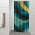 thumbnail image 2 of Teal and Gold Marble Flow Lines Pattern Shower Curtain 36"x72" ,Bathroom Decorative Shower Curtains Set with 12 Hooks,Modern Waterproof Washable Shower Curtain, 2 of 6