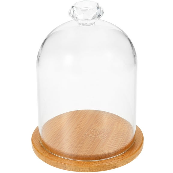 OUNONA Glass Display Dome Model Keepsake Display Holder Table Decorative Case Doll Storage Dome with Base