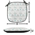 thumbnail image 4 of Bicycle Chair Seating Cushion Set of 4, Diverse Size Repeating Nostalgic Bikes with Heart and Leaf Motifs Hipster Art, Seat Pads with Anti-slip Backing, 16"x16", Soft Pink Blue, by Ambesonne, 4 of 7