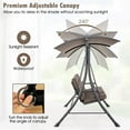 thumbnail image 4 of Spaco 3-Seat Outdoor Patio Porch Swing with Adjustable Canopy and Padded Cushions for Garden, Balcony, Poolside, Brown, 4 of 10