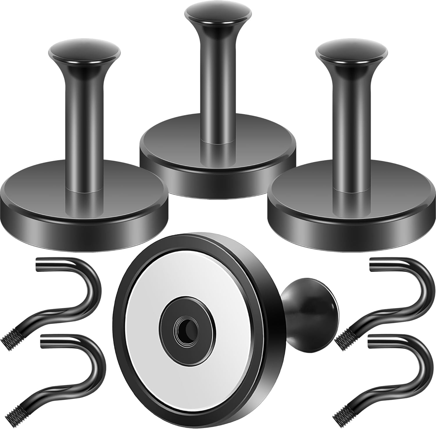 RGHJAR-Magnetic Coat Hook,170lb Strong Extra Heavy Duty Magnet Hooks,Magnetic Wreath Hanger/Holder for Metal Doors,Purse,Towel,Stocking,Cruise Cabin,Black,4 Pack