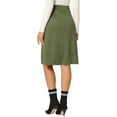 thumbnail image 3 of INSPIRE CHIC Women's Suede Skirt Knee Length Button Front Pockets Decor A-Line Skirts S Army Green, 3 of 6
