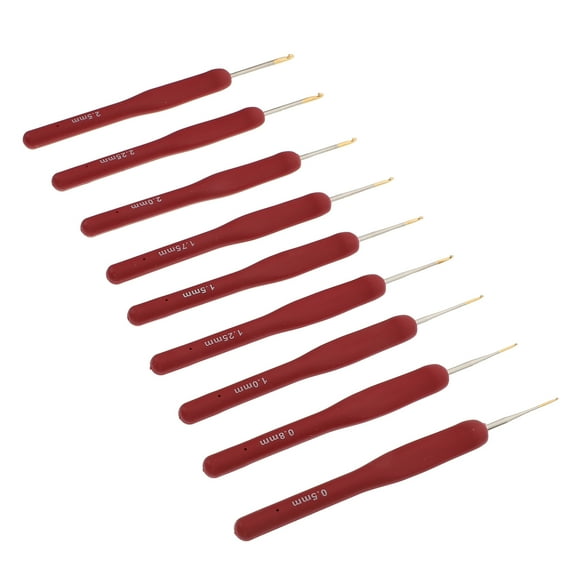 FUTUREORYY 9Pcs Red Aluminum TPR Crochet Needles for DIY and Handcraft Projects