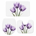 thumbnail image 2 of Purple Tulip Bathroom Rugs Set Transparent Flower Non Slip Absorbent Soft Bath Mats 3 Piece Set with Bathroom Rug, U-Shaped Floor Mat, Toilet Seat Cover Large Size, 2 of 9