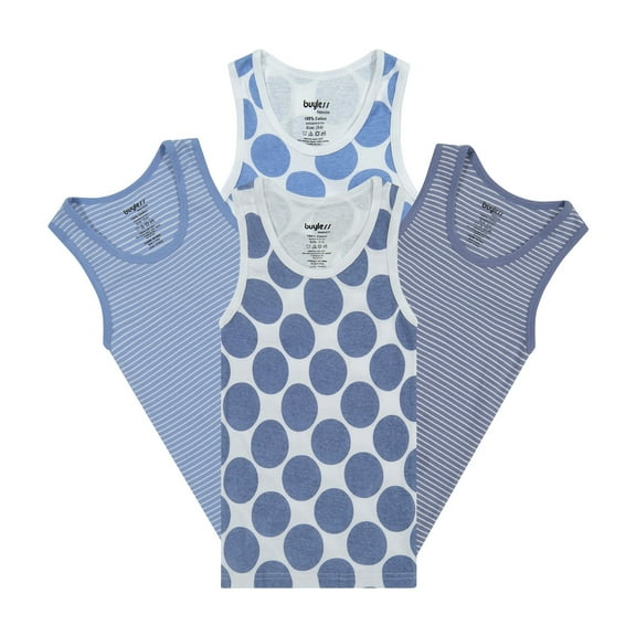 Buyless Fashion Boys Scoop Neck Tagless Undershirts Soft Cotton Tank Top (4 Pack)