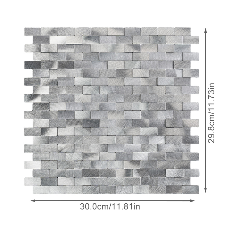 10pieces Striped and long-shaped Self-Adhesive Aluminum Composite Mosaic Peel-and-Stick Tiles No Grout, Easy DIY Backsplash & Accent Wall – Scratch, Splash & Heat-Resistant Metal Finish 11.8"x11.7"