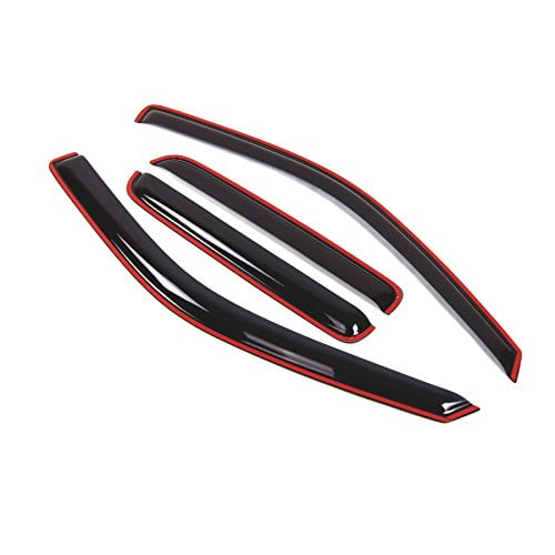 Tuningpros WD2-035i Dark Smoke 4 Pcs Set Window Visor (In-Channel) Deflector Rain Guard Compatible With 2004-2012 GMC Canyon Crew Cab