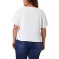 thumbnail image 3 of Camisa casual de verano de mujer plus size de Agnes Orinda, con cuello en V, manga corta y botones, talla 2X, color blanco, 3 of 6