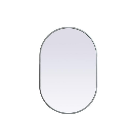 Elegant Decor Metal Frame Oval Mirror 20x30 Inch in Silver