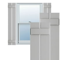 Ekena Millwork 11 1/4"W x 77"H True Fit PVC Two Board Spaced Board-n-Batten Shutters, Hailstorm Gray (Per Pair - Hardware Not Included)