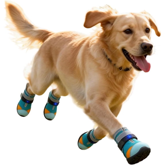 Dog Shoes - Light Up Dogs Shoes, Medium Dog Shoe, Breathable Anti-Slip Pet Supplies, Glowing Cat Footwear | Shiny Boots for Outdoor Summer Hot Pavement Night Walks Training Running Safety