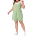 thumbnail image 4 of FAB CURVES Women's Plus Size Summer Casual Sleeveless Spaghetti Strap Romper 4X Green, 4 of 6