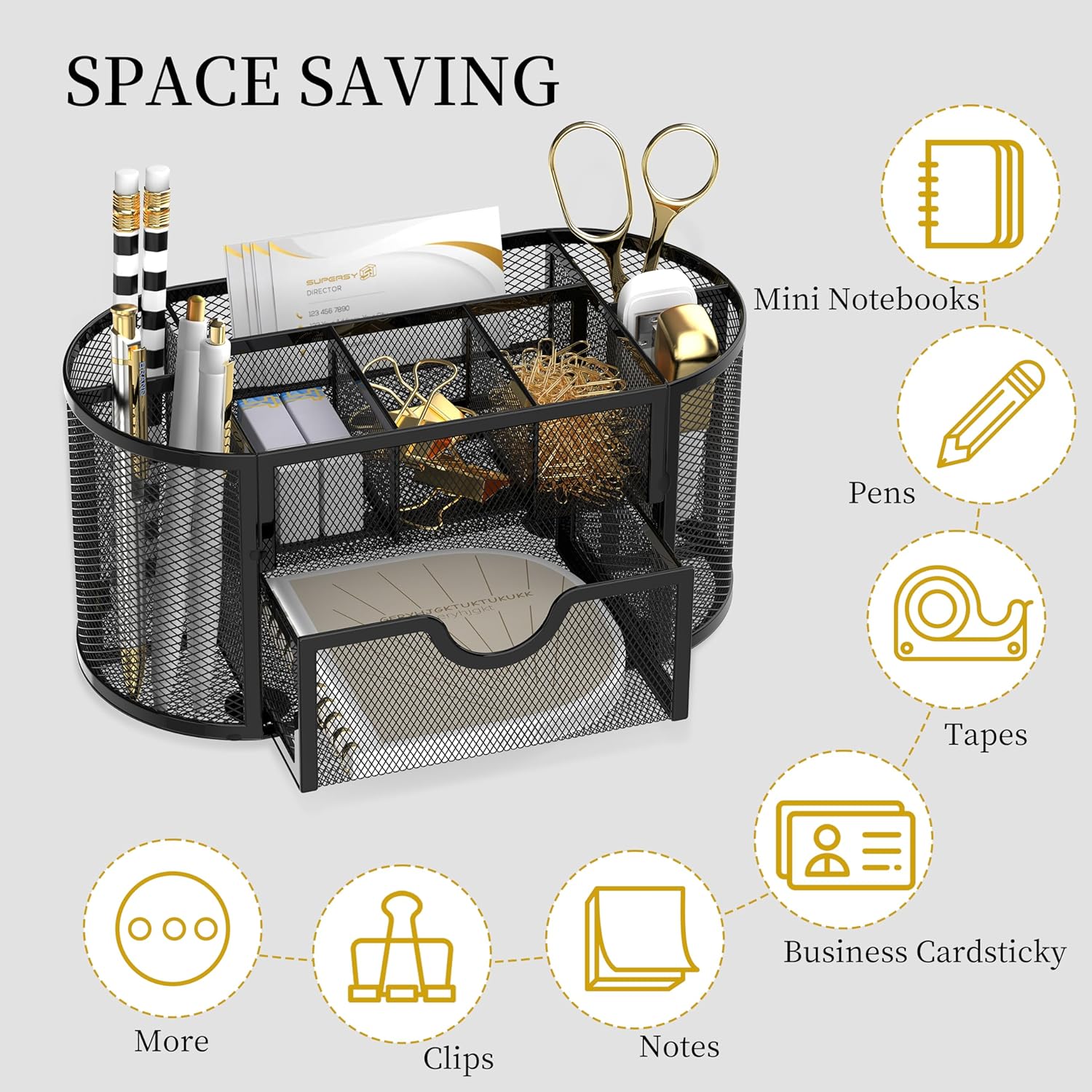 INTIGE Small Mesh Desk Organizer with 9 Compartments photo 7
