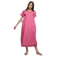 thumbnail image 2 of Moomaya Solid Round Neck Nursing Sleepwear WoMen's Cotton Nightdress Gown, 2 of 6
