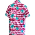 thumbnail image 2 of HAPPY BAY Men's Hawaiian Shirts Tropical Floral Beach Shirts Casual Short Sleeve Button Down Collared Shirt Men XXL Flower Stripes, Pink, 2 of 4