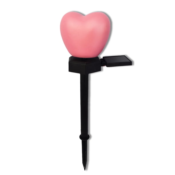 Cateissary Patio de jardín IPX5 Luz de estaca solar impermeable Césped al aire libre Lámpara LED en forma de corazón romántica Decoración Suministros Iluminación y accesorios Rosado Cateissary HA011208-02