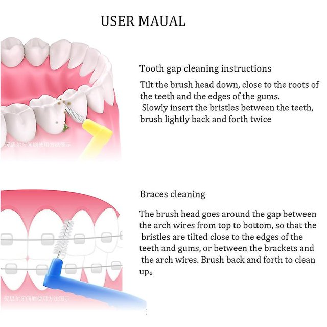 Cepillo interdental en forma de L Kit de cepillo de dientes de ortodoncia Higiene bucal Herramienta de limpieza de hilo dental XianweiShao 8390606030184