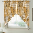 thumbnail image 3 of Orange City Swag Curtain Valance for Window 2 Panels Retro Modern Abstract Orange Architecture Rod Pocket Small Window Swag Valances for Kitchen Bedroom Bathroom 28" W x 36" L, 3 of 9
