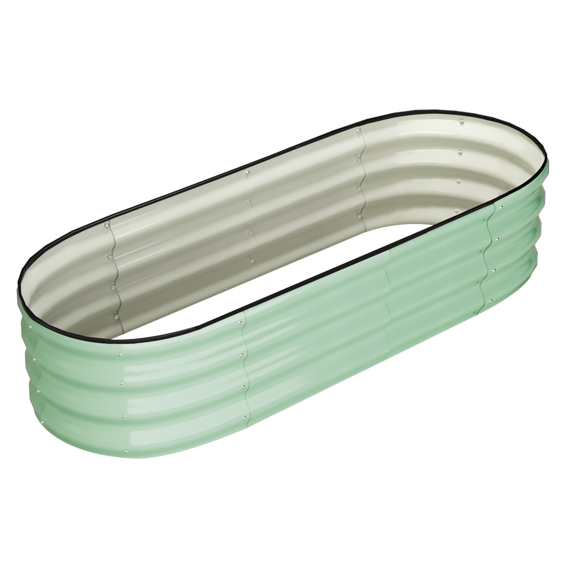 Galvanized Steel Raised Garden Beds 2-Pack – 4.5x2x1ft Oval Metal Planter Box, Open Base for Drainage, Easy Assembly, Outdoor Vegetable & Flower Garden, Olive Green