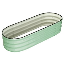 Acekid 2 Pcs 4.5x2x1ft Galvanized Raised Garden Bed, Outdoor Planters for Plants, Open-Ended Base Planter Box, Oval Metal Planter