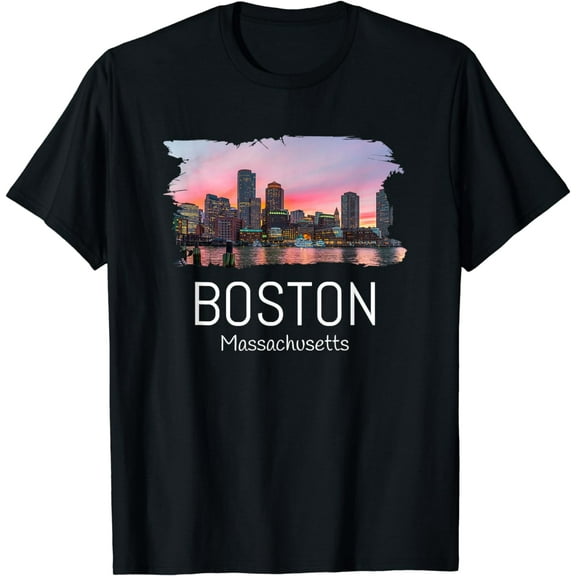 Boston Skyline Gift Cool Souvenir Boston Massachusetts T-Shirt