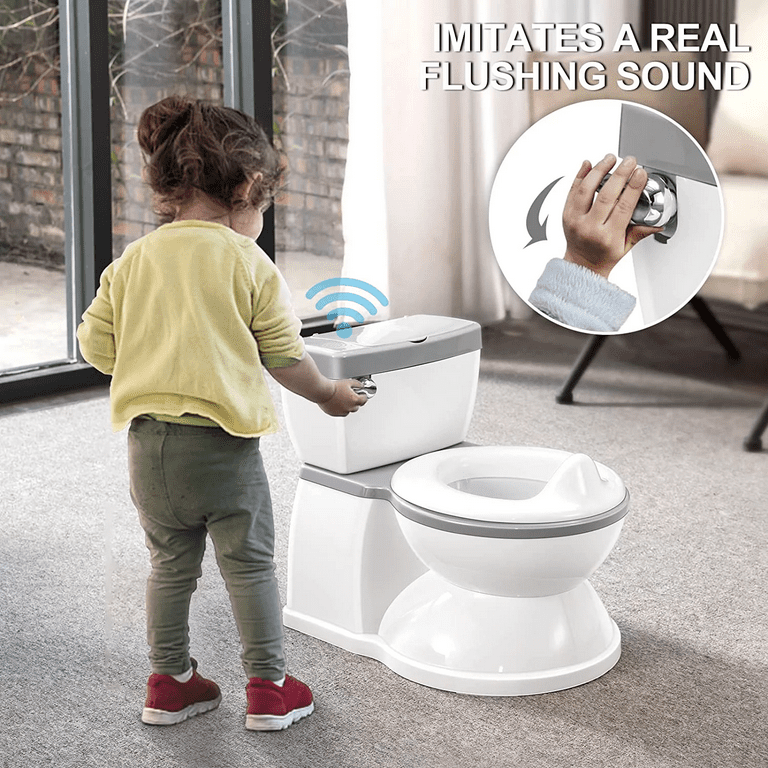 Yacul Baby Potty Training Toilet Realistic Flushing Sounds and Wipe Compartment, Splash Guard for 0-6 Years Old Toddlers Kids, Easy to Clean 