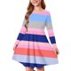 thumbnail image 2 of Odeerbi Niñas Manga Larga Ballet Skater Vestido Rainbow Striped Stretchy Twirly A Line Vestido Escuela Recital Cuello Redondo Vestido, 2 of 5