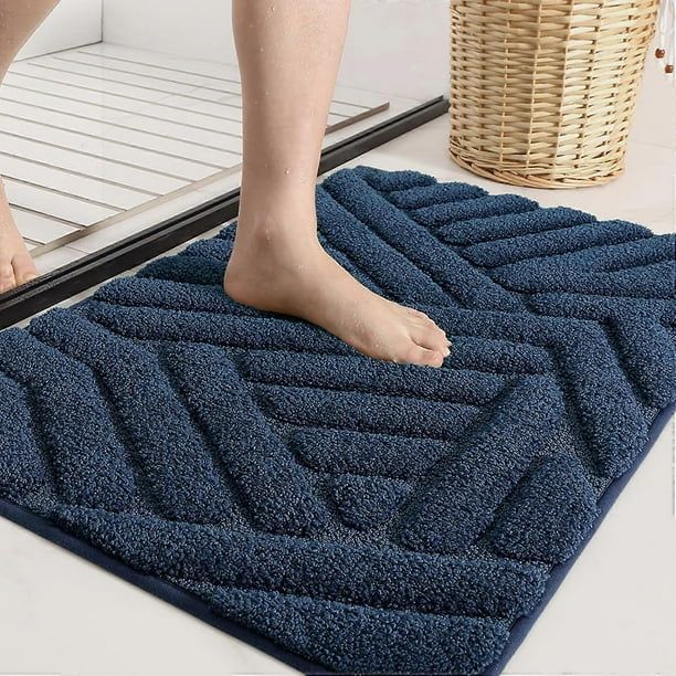 Non-Slip Bath Mat, Absorbent Bathroom Rug, Soft Microfiber Shower Mat, Machine Washable, 50 x 130 cm, Blue