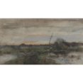 thumbnail image 2 of Geo Poggenbeek 14x10 Gold Ornate Wood Frame and Double Matted Museum Art Print Titled - Swamp Landscape with Sunset (1863 - 1903), 2 of 4
