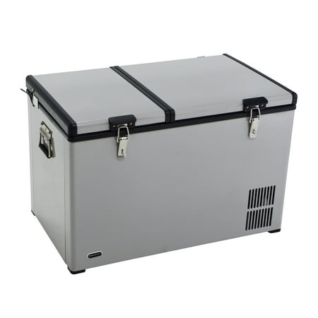 Whynter - FM-901DZ 90 Quart Dual Zone Portable Fridge/Freezer with 12V Option and Wheels - Gray