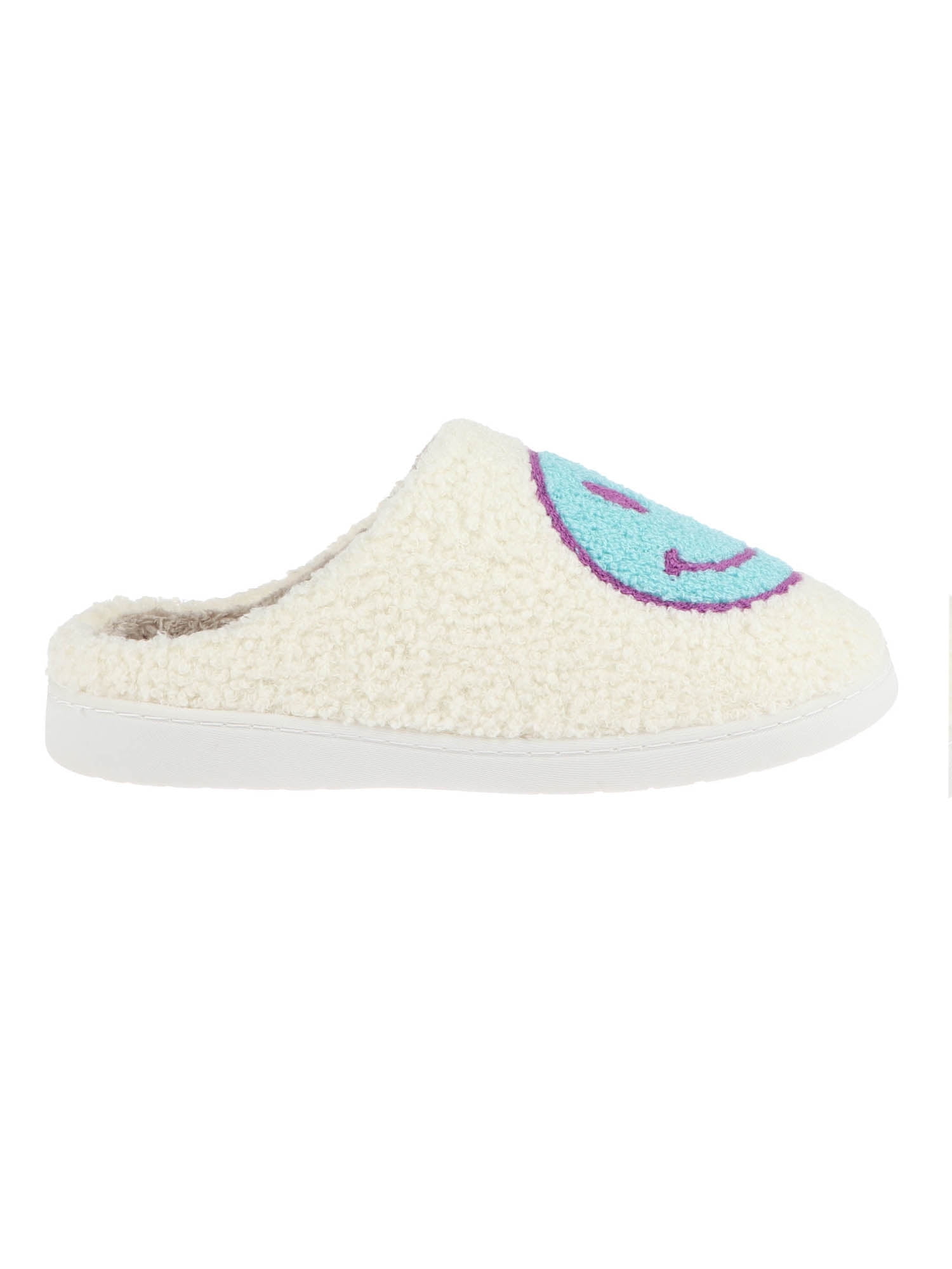 S+R Women's Smiley Graphic Cozy Slide Slipper