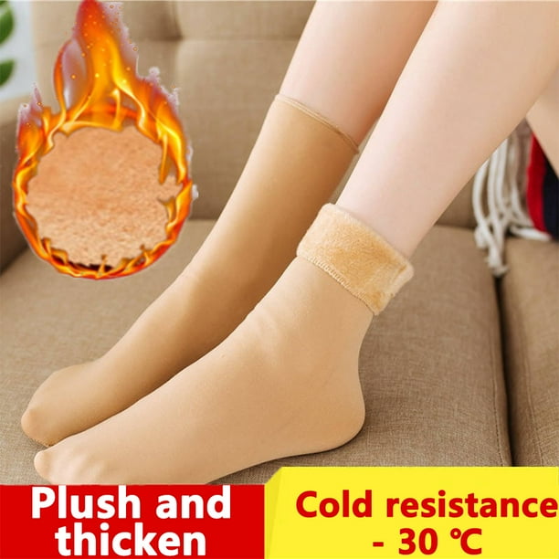 Guardurnaity 1 par de calcetines de terciopelo para hombre y mujer medias termicas para clima frio de invierno tubo medio de Color solido ropa comoda Medias Color de piel Guardurnaity AP013764 02