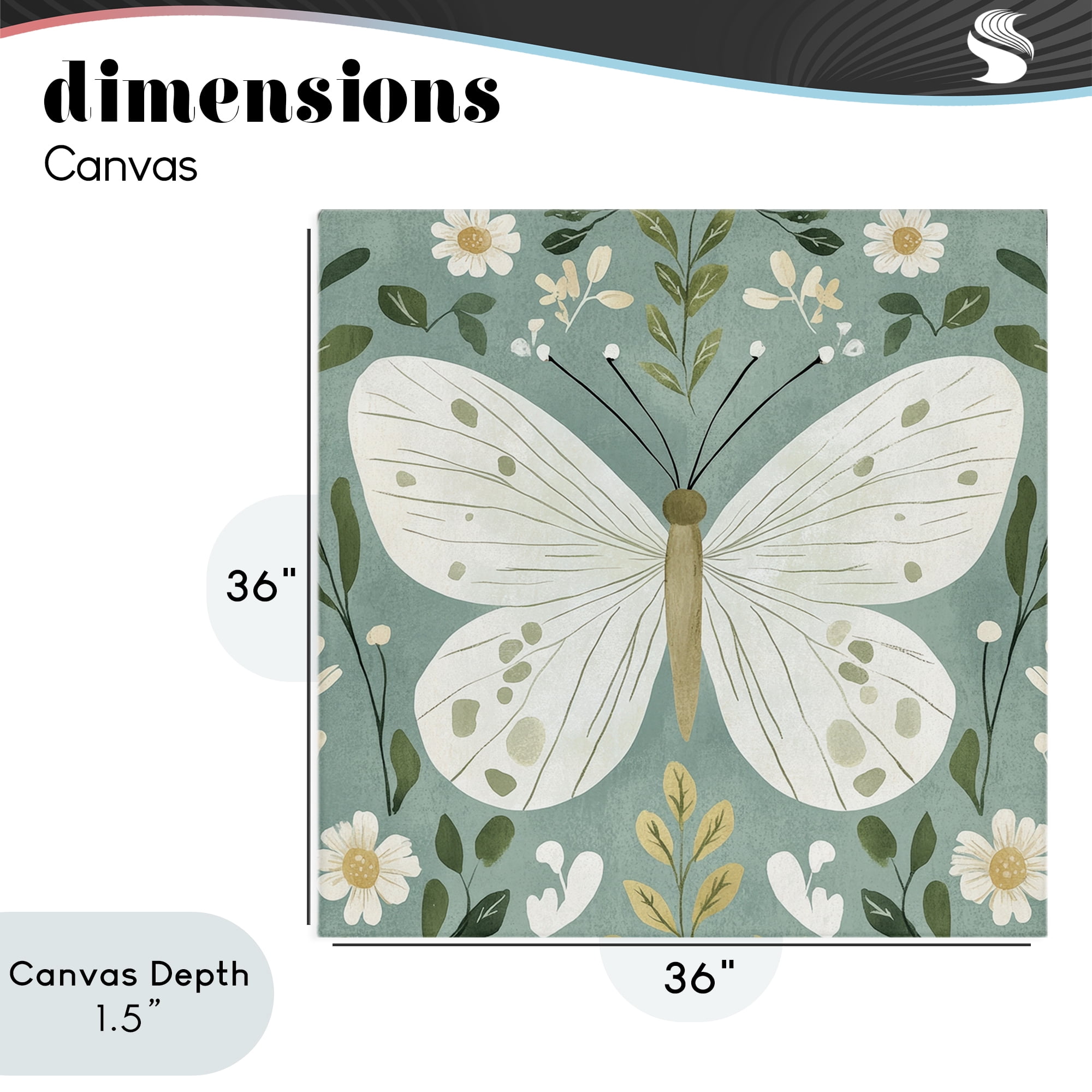 Stupell Industries Teal Butterfly Garden with Daisies Canvas Wall Art, design by Petal Prints Design