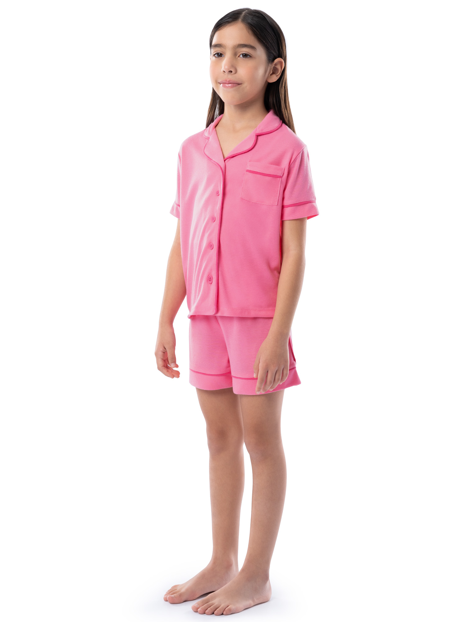 Fruit of the Loom Energize Girl's Loose Fit Short Sleeve Top & Short Pajama Sleep Set, sizes 4-16