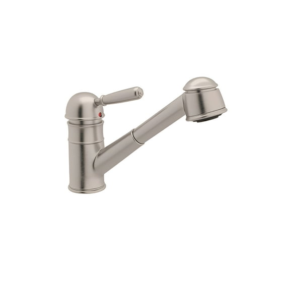 Rohl 1983 Single Metal Lever Italian Kitchen Faucet In Satin Nickel With Double Check Valve And Pullout Hose