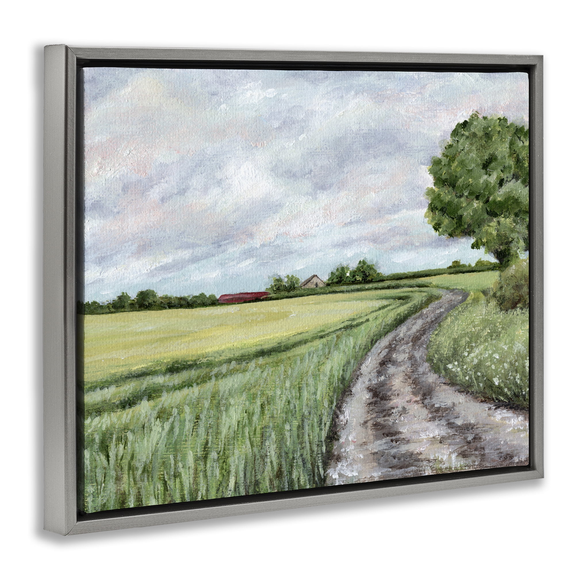 Winding Country Roads Gray Framed Floater Canvas Wall Art, design by Leah Noel Art
