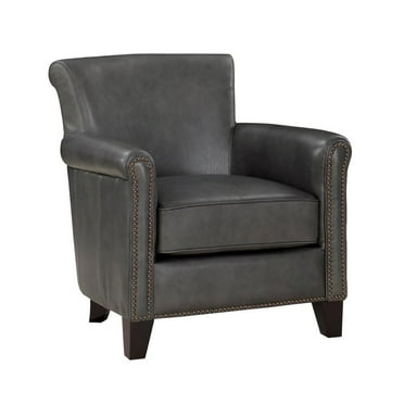 Lexicon Braintree 20.5" Traditional Plywood and Leather Accent Chair in Gray