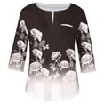 thumbnail image 4 of ADSSDQ Plus Size Shirts Cute 3/4 Sleeve Yoga Tops Woman Casual Summer Floral Graphic T Shirts For Women Elbow Length V-Neck Fall Tunics With Pocket Women'S Sweatshirts Dark Gray 2XL, 4 of 5