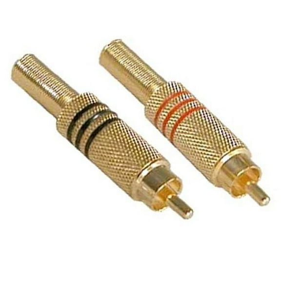 RCA Plug Metal Gold Plated w/Spring Red/Black Pair
