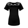 thumbnail image 4 of absuyy Plus Size Tops for Women Loose Lace Dressy Blouse Short Sleeve Casual Summer Tops 2025 Clearance Black 5XL, 4 of 4