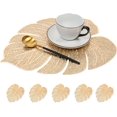 thumbnail image 2 of Juego de manteles individuales de mesa de 6 manteles individuales huecos con forma de hoja dorada, exquisitos manteles individuales resistentes al calor para el hogar, 2 of 5