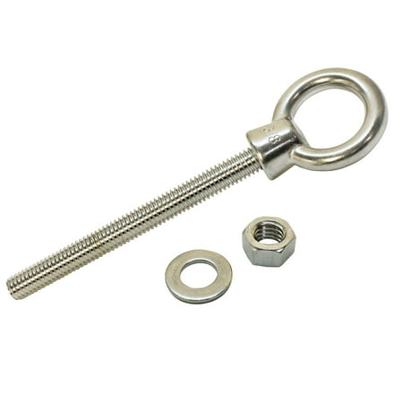3.8 Lb Bag - Stainless Steel Marine 3/8'' x 6'' Shoulder Eye Bolt SS316 Fully Threaded 1,000 Lb Cap
