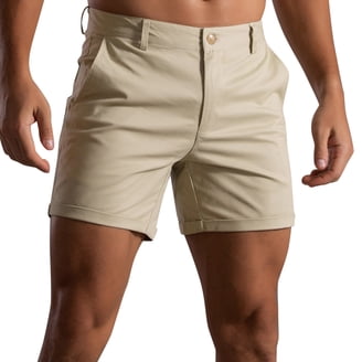 EVERWORTH Men's Gym Shorts – Fitted Training Shorts With Zipper Pocket, Cotton Blend