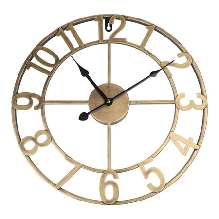 Lanfini Vintage Style Metal Outdoor Wall Clock 34cm/40cm Weatherproof for Patio Porch Garden Kitchen Bedroom Farmhouse Decor Black or Gold