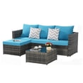 thumbnail image 6 of Aukfa Outdoor Patio Furniture Set - L shape Wicker Sectional Sofa with Coffee Table - Light Blue Cushions, 6 of 9
