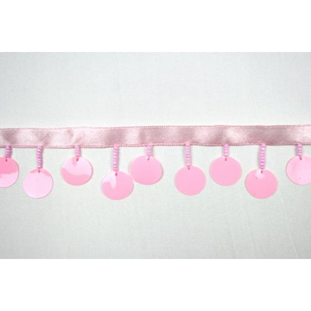 Altotux Garniture de Perles 1-1/2 Pouces Perles de Verre Rondes Multicolores avec Ruban 3/8 Pouces (Rose)