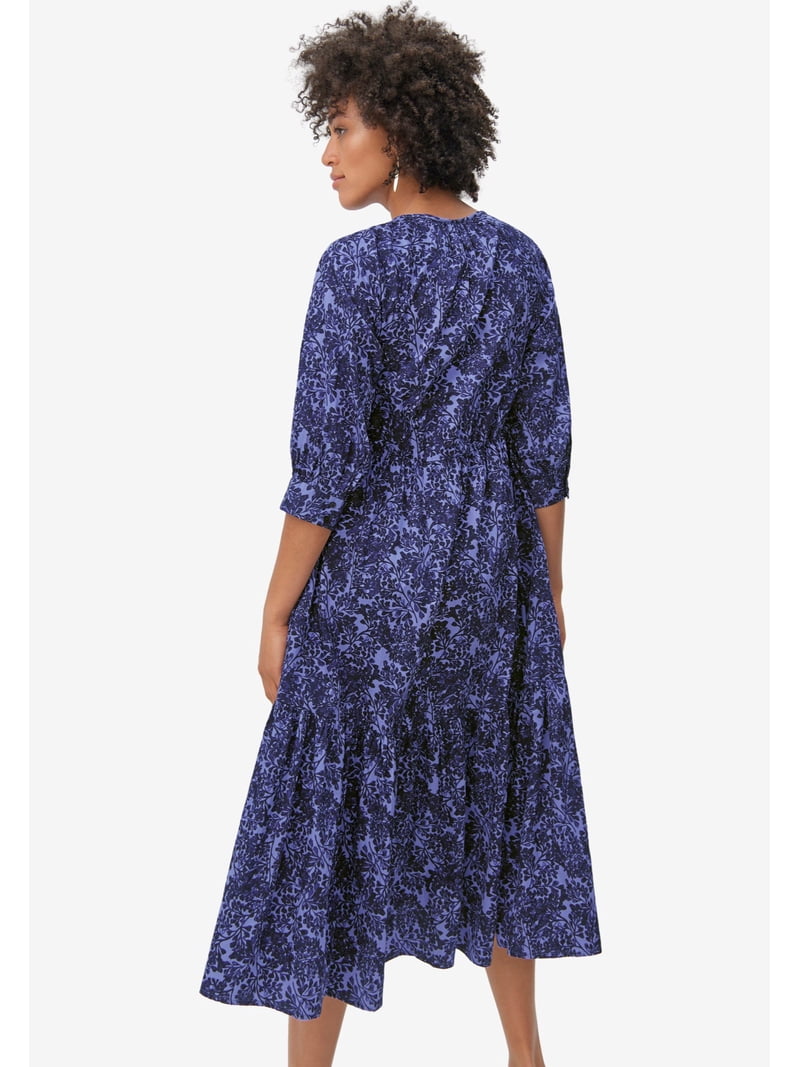 white christmas dresses Miss Circle Women's Oakleigh Blackberry Purple Cotton Lace-Up Back Midi Dress - Purple main image 1