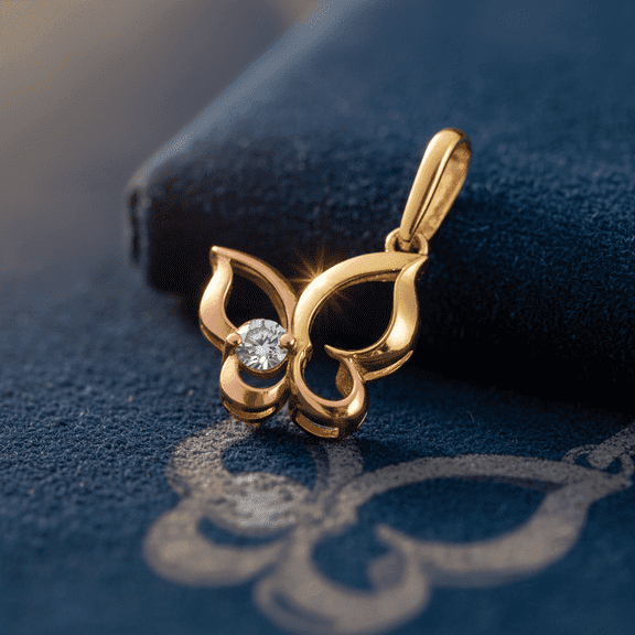 Vinali Solid 14K Yellow and Rose Gold Butterfly CZ Pendant